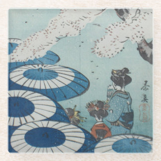Shibata Zeshin's Cherry Blossom Spring Viewing Glass Coaster
