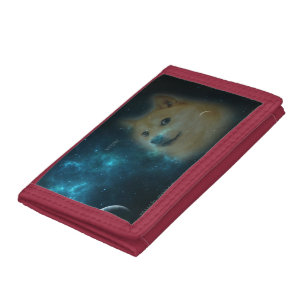shibe doge in space tri-fold wallet