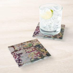 Shibori Abstract Art Pattern Decor Glass Coaster