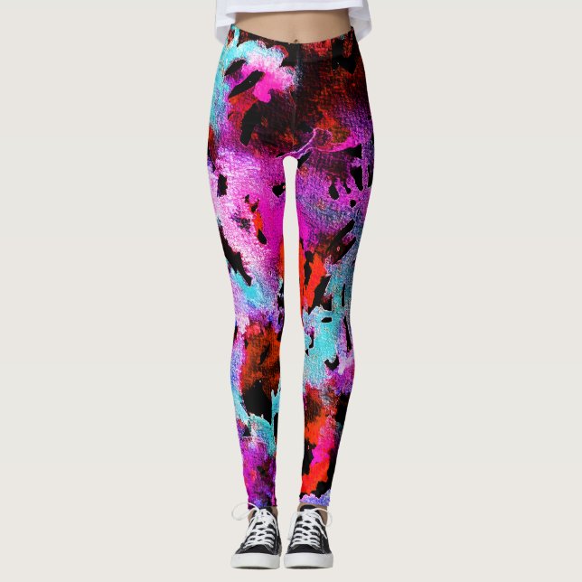 Shibori Batik: Watercolor Gradient Tie Dye Leggings (Front)