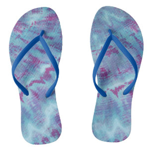 Shibori Blue Purple Tie Dye Pattern Flip Flops