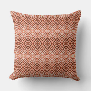 Shibori Diamonds Rust Orange Pattern Throw Pillow