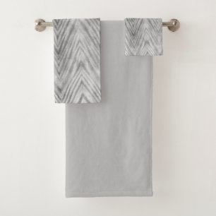 Shibori Dye Grey Chevron Boho Bath Towel Set