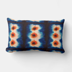 Shibori Fabric Boho Blue Orange Tie Dye Pillow
