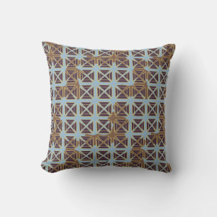 Shibori Fabric Boho Brown Blue Tie Dye Pillow