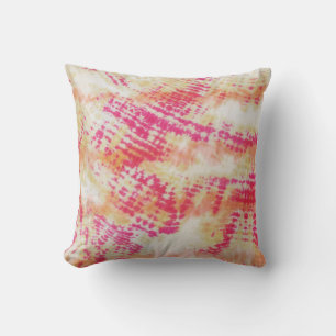 Shibori Fabric Boho Pink Orange Tie Dye Pillow