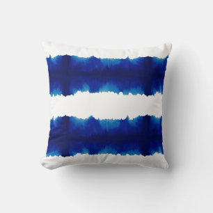 Shibori Fabric Modern Blue Large Stripe Tie Dye Cushion