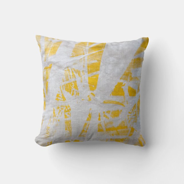 Shibori Fabric Modern Yellow Tie Dye Pillow (Front)