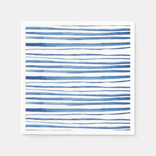 Shibori indigo blue watercolor stripes pattern napkin (Front)