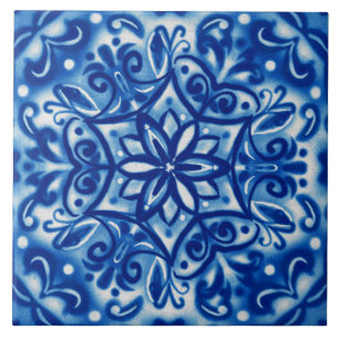 Shibori Snowflake Ceramic Tile