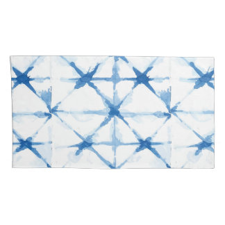 Shibori Tie Dye Blue Triangle Pattern Pillow Case