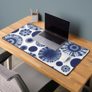 Shibori Tie-Dye Circles - Japandi Textile Art Desk Mat