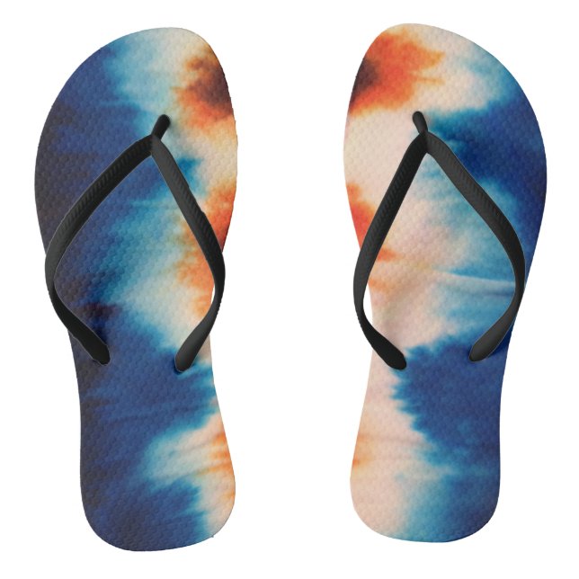 Shibori Tie Dye Pattern Style Flip Flops (Footbed)