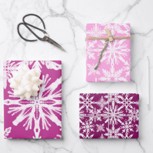 Shibori Tie Dye Pink Snowflakes Pattern Wrapping Paper Sheet