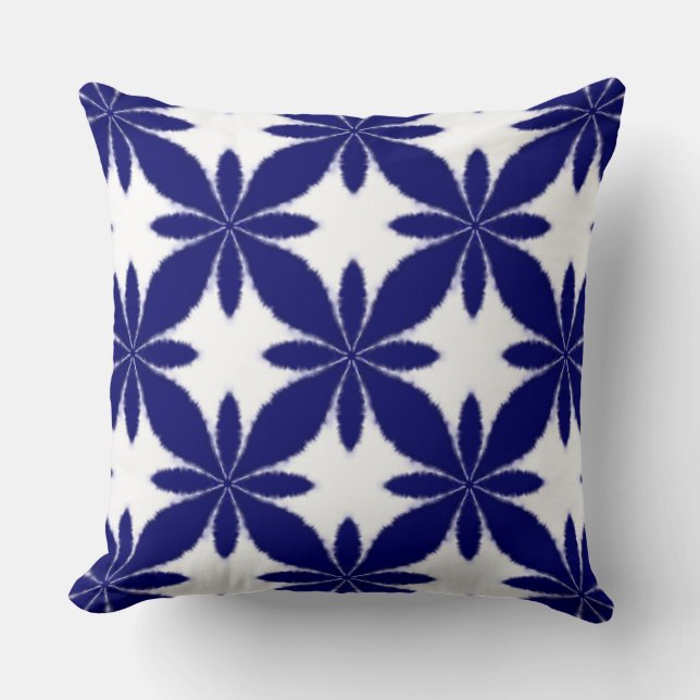 Shibori Tie Dye Style Geometric Flower Pattern Cushion (Front)