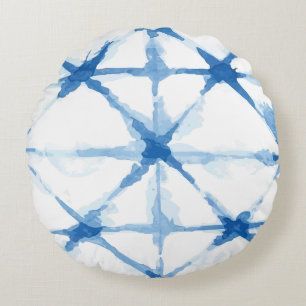 Shibori Tie Dye Triangle Pattern Round Pillow