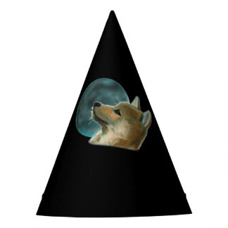 Shibu Inu Dog Looking At The Moon Party Hat
