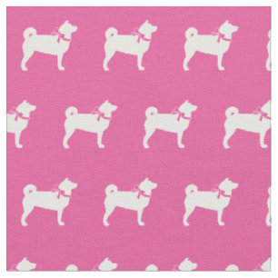 Shibu Inu Dog Silhouette Pet Pink Fabric