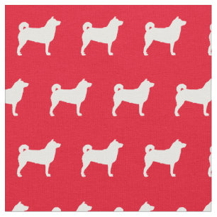 Shibu Inu Dog Silhouette Pet Red Fabric