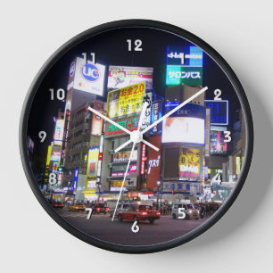 Shibuya City Lights Night in Tokyo Japan Clock