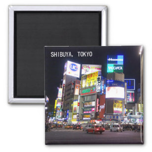 Shibuya City Lights Night in Tokyo Japan Magnet