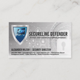 Shield Computer Logo Cyber Tech Background Business Card