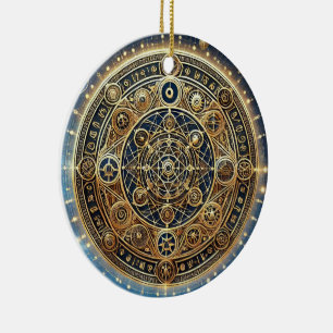 Shield of Warding Protection Sigil by ej gold Ceramic Ornament