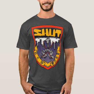 Shield shut skateboard design T-Shirt