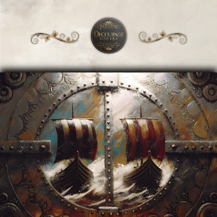 Shield View Viking Ships Decoupage Tissue Paper