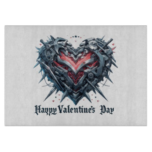 Shielded and caged valentines day heart cutting board