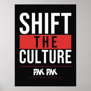 Shift The Culture Bold Typographic Poster Black an