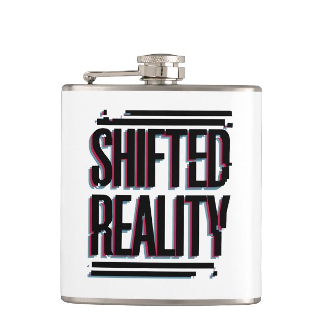 Shifted Reality - Glitch in the Timeline Hip Flask (Front)
