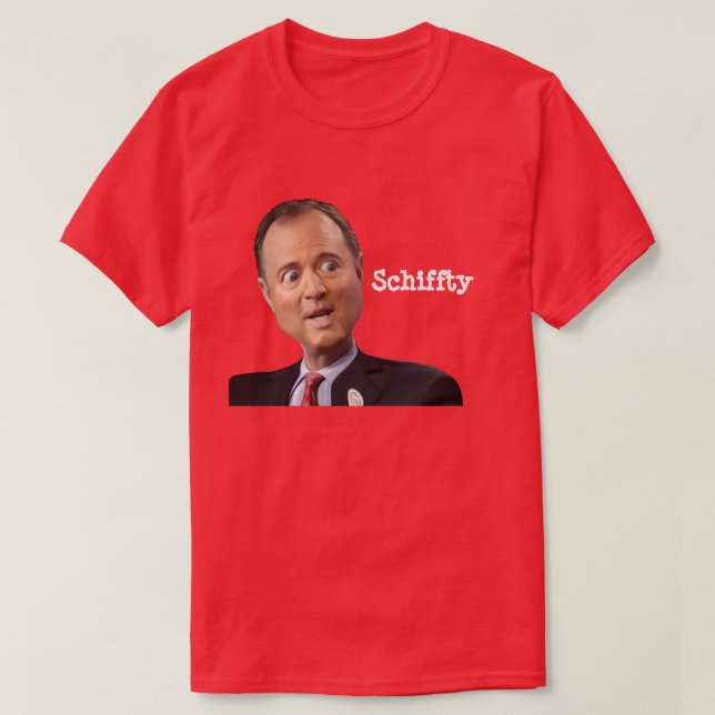 Shifty Adam Schiff Funny Political Caricature T-Shirt (Design Front)