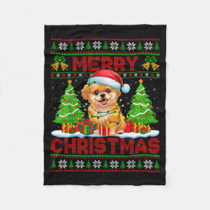 Shih O Ugly Christmas Sweaters Funny Pet Dog Light Fleece Blanket