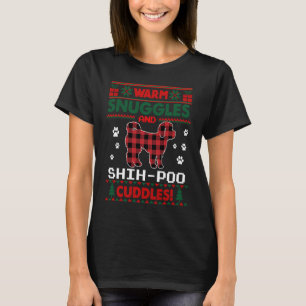 Shih Poo Dog Red Buffalo Plaid Ugly Christmas Swe T-Shirt