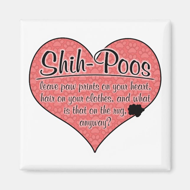 Shih-Poo Paw Prints Dog Humour Magnet (Front)