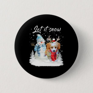 Shih Poo Santa Dog Christmas Snowman Xmas Pajama 1 6 Cm Round Badge