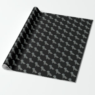 Shih-Poo Silhouette Yellow & Black Grid Wrapping Paper
