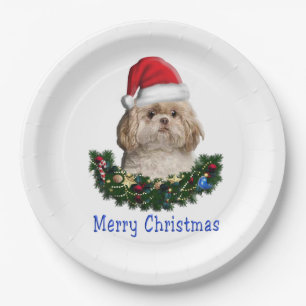 Shih-Tsu Dog Christmas items Paper Plate