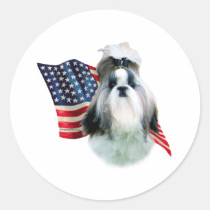 Shih Tzu 2 Flag Classic Round Sticker