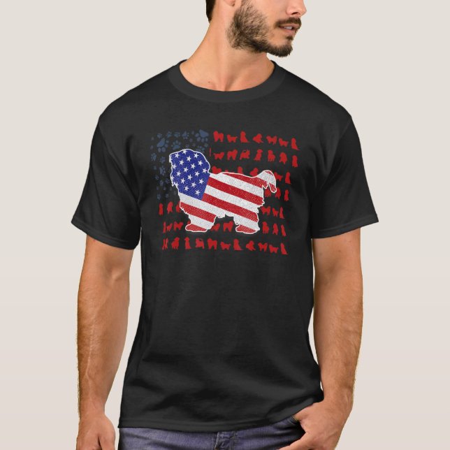 Shih Tzu American Flag 4th Of July  For Men Women T-Shirt (Front)