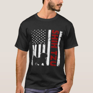 Shih Tzu American Flag Dog Dad Mum T-Shirt