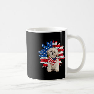 Shih Tzu American Flag Sunflower Dog Lovers 4th Of Coffee Mug