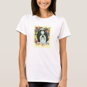 Shih Tzu and Pansies Art Print T-Shirt