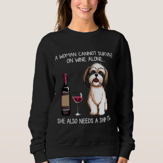 Shih Tzu And Wine Dog Fitted T  T Sweatshirt