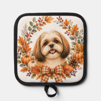 Shih Tzu Autumn Wreath Pot Holder