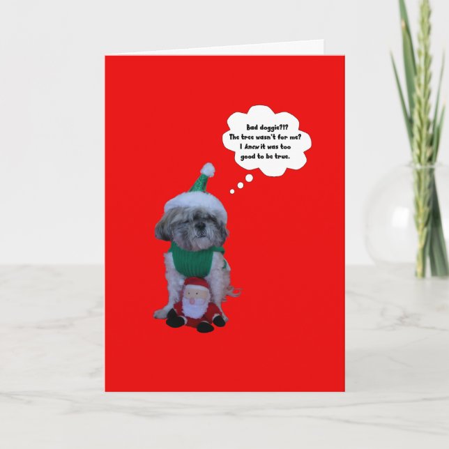 Shih Tzu Bad Doggie Christmas Card (Front)