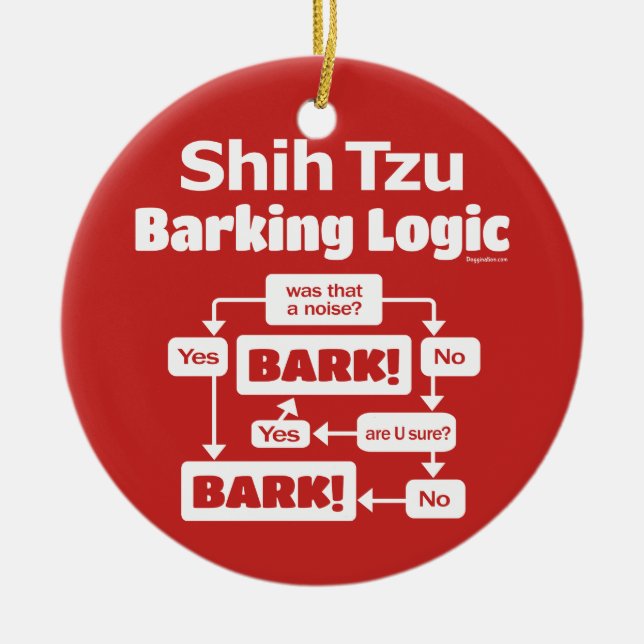 Shih Tzu Barking Logic Ceramic Ornament (Front)