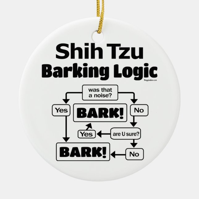 Shih Tzu Barking Logic Ceramic Ornament (Front)