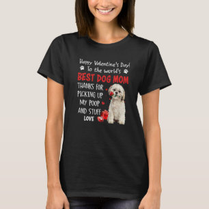 Shih Tzu Best Dog Mom Valentines Day Funny Puppy D T-Shirt